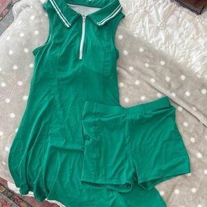 SHEIN Green Sleeveless Polo Mini Dress with Matching Shorts